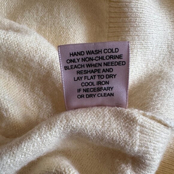 Women's L Philosophy V-neck Sweater Pale Yellow Fuzzy Soft - Picture 7 of 7